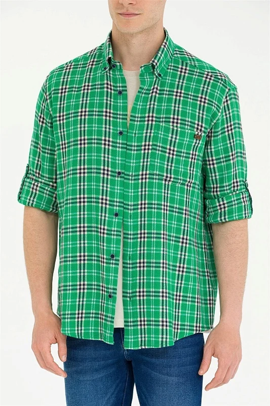 Рубашка из хлопка в клетку прямая - G081SZ0040OROMO Сорочка муж. (VR054, S)