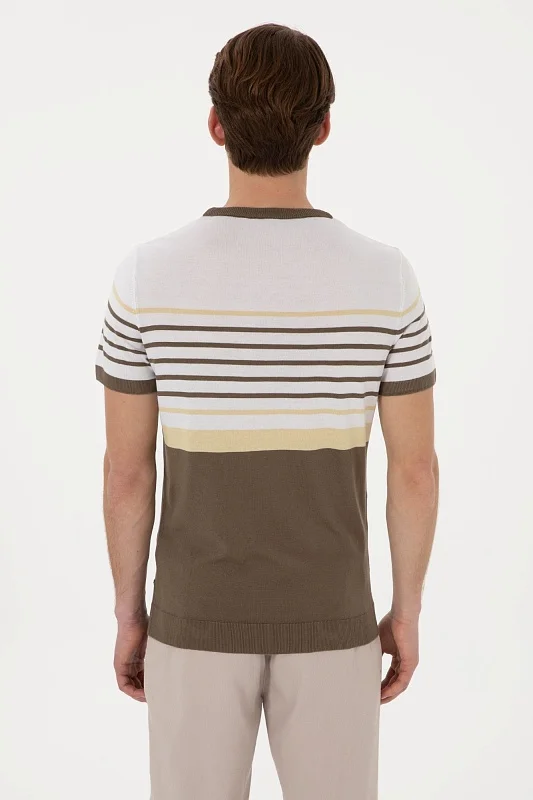 Футболка из смесового хлопка в полоску - G081SZ0TK0BRUNA Кофта муж. (VR052, XL)