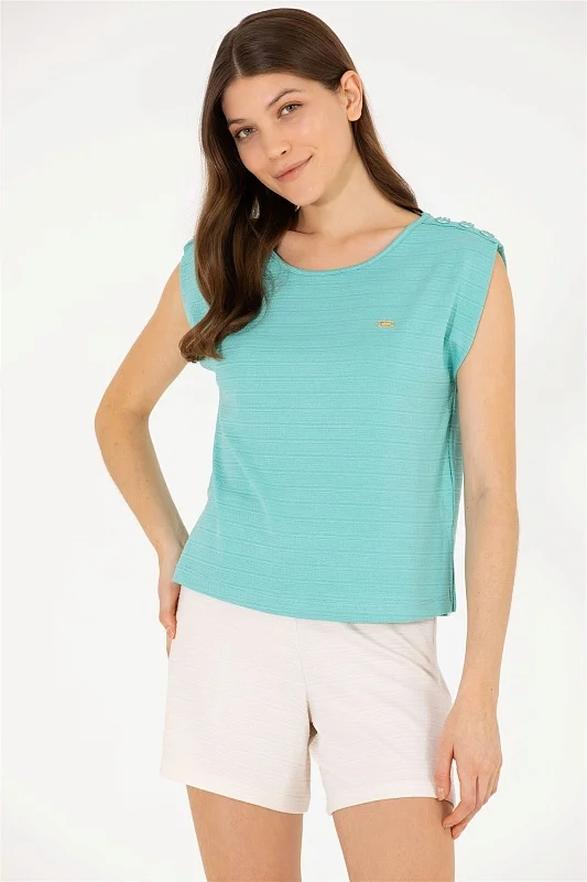 Футболка из смесовой вискозы без рукавов - G082SZ0110MEL Футболка жен. (VR090, XS)