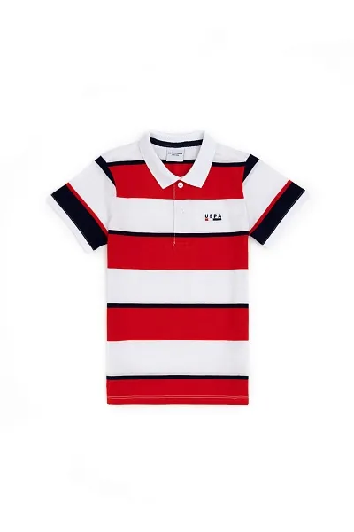 Футболка-поло в из хлопка полоску для мальчиков - G083SZ0110TURYAKIDS Футболка муж. детс. (VR030, 9_10)