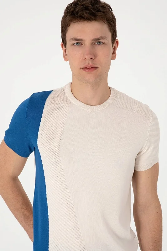 Футболка из смесовой вискозы с контрастной вставкой - G081SZ0TK0LESA Кофта муж. (VR019, S)