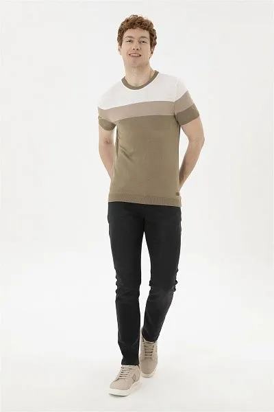 Футболка трикотажная из смесовой вискозы в полоску - G081SZ0TK0OWEN Кофта муж. (VR027, XS)