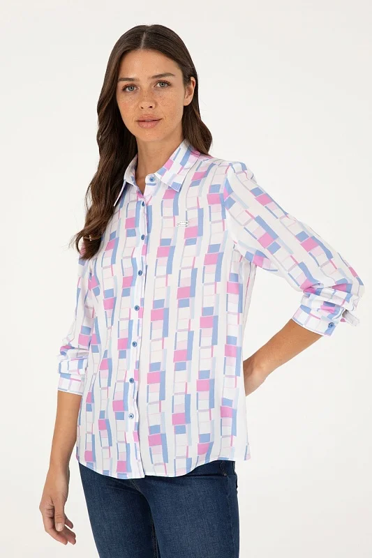 Рубашка из смесового хлопка с принтом свободная - G082SZ0040VALENTIN Сорочка жен. (VR032, 38)