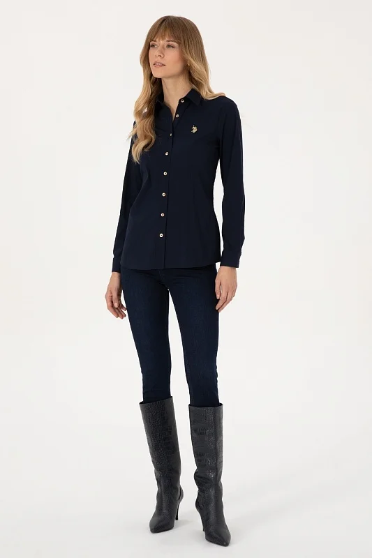 Рубашка из смесового хлопка приталенная - G082SZ0040CRISY025K Сорочка жен. (VR033, 38)