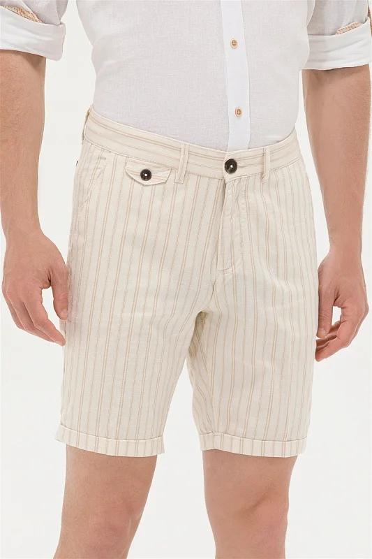 Шорты в полоску с добавлением льна - G081SZ0310KEBEL Бермуды муж. (VR085, 29)