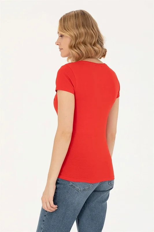 Футболка из хлопка с V-образным вырезом - G082SZ0110TV0123 Футболка жен. (VR030, XS)