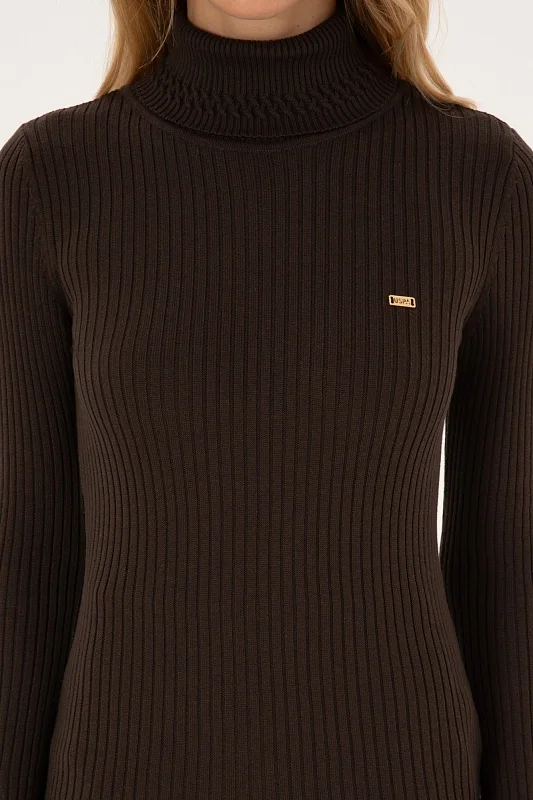 Водолазка из смесового хлопка в рубчик - G082GL0TK0BARGI Кофта жен. (VR084, 2XS)