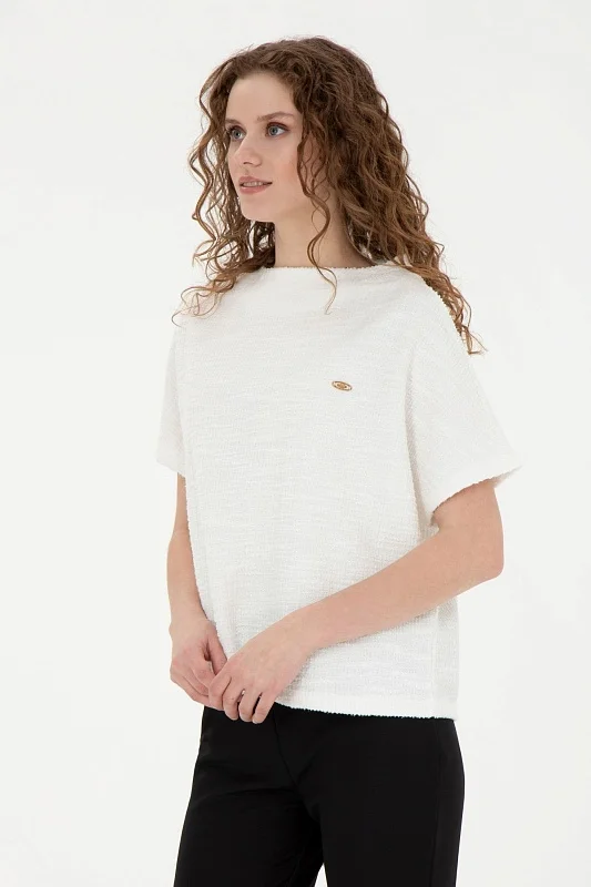 Футболка из смесового хлопка с воротником-стойка свободного кроя - G082SZ0110PATRIC Футболка жен. (VR019, XS)