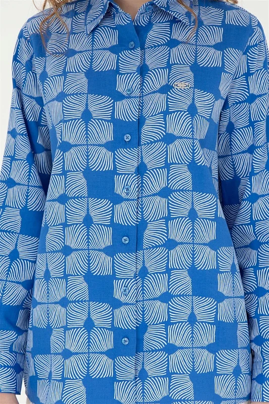 Рубашка из хлопка с принтом свободная - G082SZ0040HIRUNDA Сорочка жен. (VR045, 36)