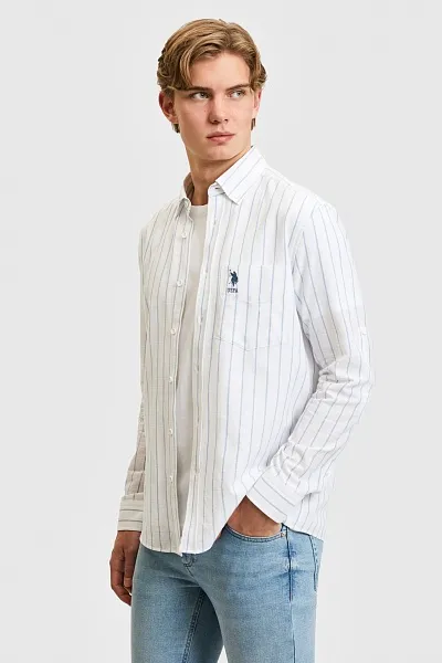 Рубашка из хлопка в полоску прямая - G081SZ0040KAMBA Сорочка муж. (VR003, L)