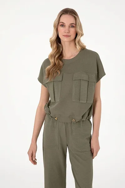 Футболка из смесового хлопка на кулиске - G082SZ0110SACHA Футболка жен. (VR111, XL)