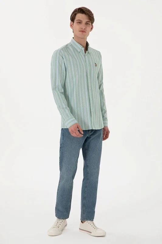 Рубашка из хлопка в полоску приталенная - G081SZ0040MAYSILA Сорочка муж. (VR054, XL)