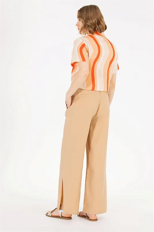 Брюки на кулиске с разрезами широкие - G082SZ0780GAYNO Брюки жен. (VR015, 40)