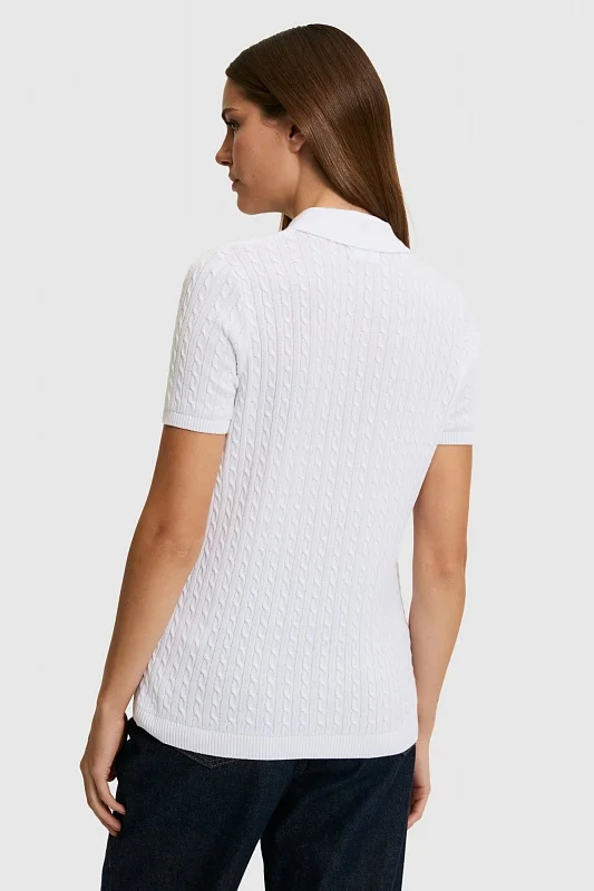 Футболка-поло из хлопка с узором косы - G082SZ0TK0BENT Кофта жен. (VR013, L)