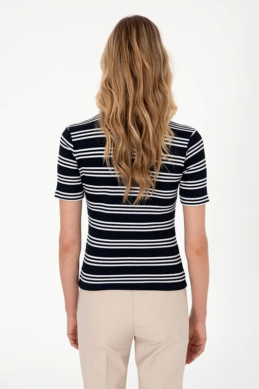 Футболка-поло трикотажная в полоску - G082SZ0110SEPO Футболка жен. (VR033, XL)