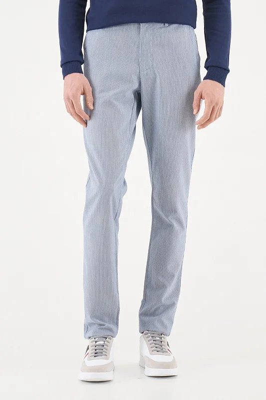 Брюки из смесового фактурного хлопка в полоску - G081SZ0780SEMB Брюки муж. (VR059, 38, 34)