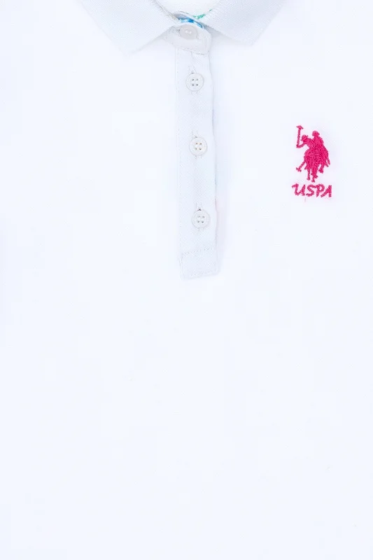 Футболка-поло из хлопка c принтом на планке для девочек - G084SZ0110TP01_IY025 Футболка жен. детс. (VR013, 3_4)