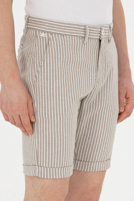 Шорты с вискозой и хлопком в полоску - G081SZ0310PURUT-S Бермуды муж. (VR085, 29)