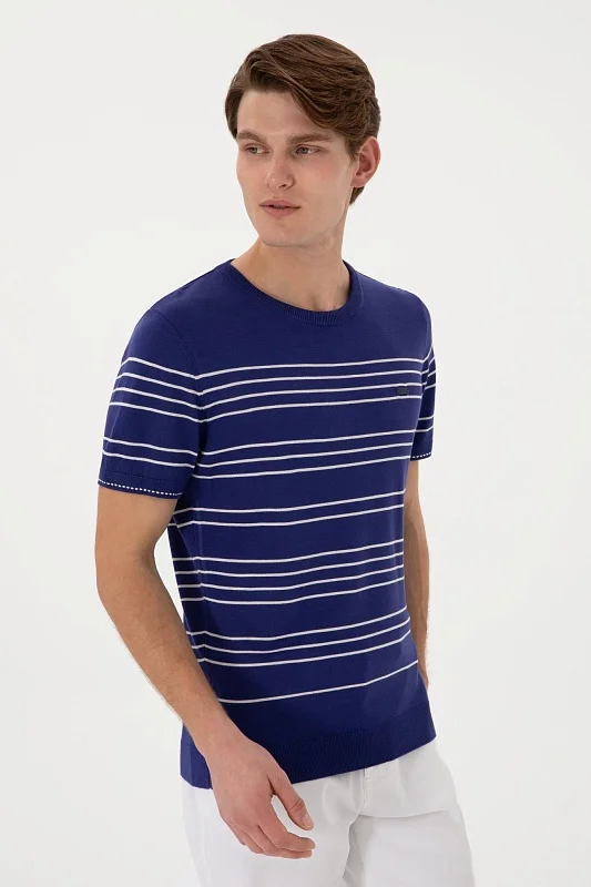 Футболка из смесовой вискозы в полоску - G081SZ0TK0MAKSIM Кофта муж. (VR059, XL)