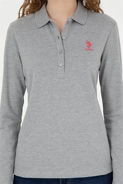 Поло с длинным рукавом из хлопка - G082SZ0820TPG-SK023 Толстовка жен. (VR086, S)