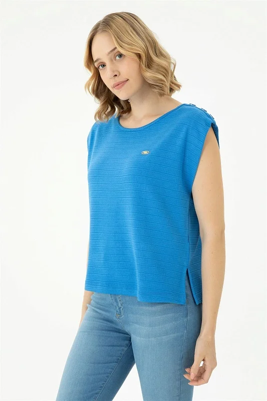 Футболка из смесовой вискозы без рукавов - G082SZ0110MEL Футболка жен. (VR045, 2XS)