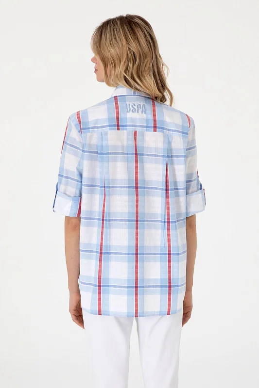 Рубашка из хлопка в клетку свободная - G082SZ0040ELORA Сорочка жен. (VR003, 36)