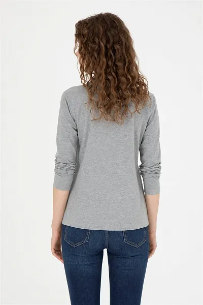 Поло с длинным рукавом из хлопка - G082SZ0820TPG-SK023 Толстовка жен. (VR086, S)