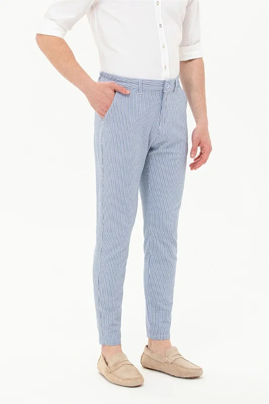 Брюки в полоску зауженные к низу - G081SZ0780EKKO Брюки муж. (VR036, 31)