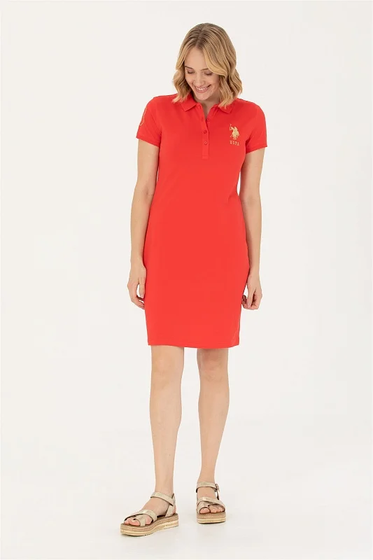 Платье-поло из хлопка с контрастным логотипом приталенное - G082SZ0750MTS02223-075 Платье жен. (VR030, 2XS)