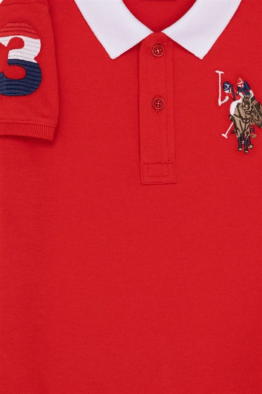 Футболка-поло из хлопка с контрастным дизайном для мальчиков - G083SZ0110SD01KIDSIY023 Футболка муж. детс. (VR030, 7_8)