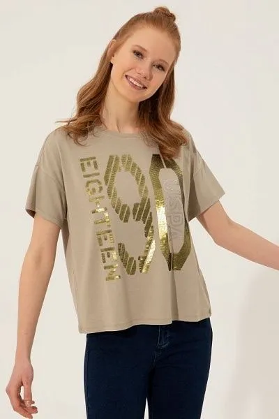 Футболка с надписью из пайеток - G082SZ0110FASA Футболка жен. (VR027, XS)