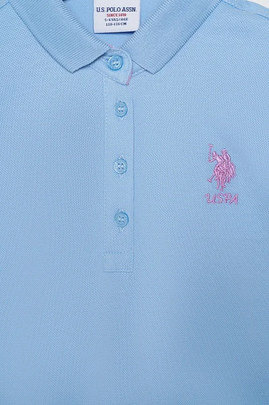 Футболка-поло из хлопка c принтом на планке для девочек - G084SZ0110TP01-IY024 Футболка жен. детс. (VR003, 4_5)