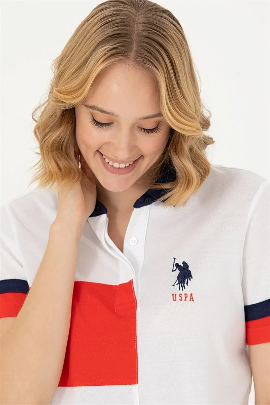 Футболка-поло из смеси хлопка и модала с контрастными деталями - G082SZ0110MAYE-T Футболка жен. (VR013, XS)