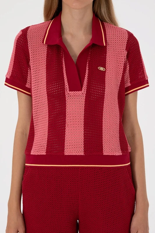 Футболка-поло из хлопка в стиле кроше - G082SZ0110SUSAN Футболка жен. (VR223, XL)