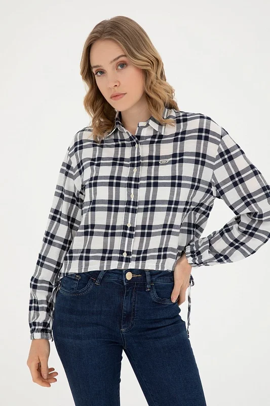 Рубашка из смесовой вискозы в клетку укороченная - G082SZ0040ALEXIS Сорочка жен. (VR033, 36)