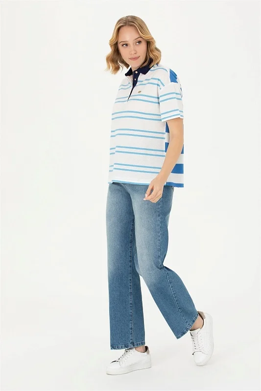 Футболка-поло из хлопка в полоску - G082SZ0110MAHFER Футболка жен. (VR093, XS)