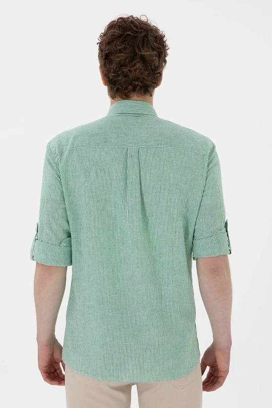 Рубашка из хлопка с добавлением льна прямая - G081SZ0040MAINE Сорочка муж. (VR054, XL)