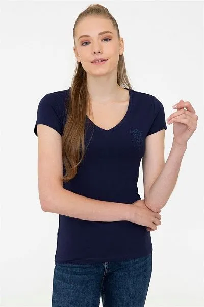 Футболка из хлопка с V-образным вырезом - G082SZ0110TV0121 Футболка жен. (VR033, 2XS)