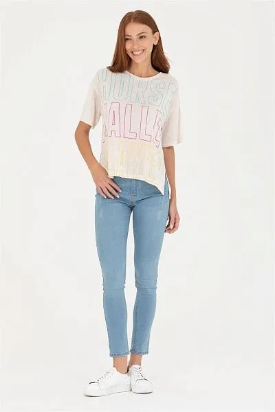 Футболка с надписью оверсайз - G082SZ0110METEN Футболка жен. (VR071, XS)