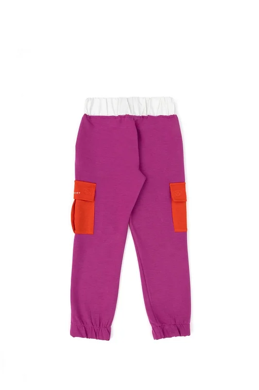 Спортивные брюки с накладными карманами для девочек - G084SZ0OP0NAKS-SKIDS Брюки спорт. жен. детс. (VR037, 4_5)