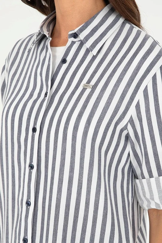 Рубашка из вискозы с хлопком в полоску прямая - G082GL0040GLARUS Сорочка жен. (VR033, 40)