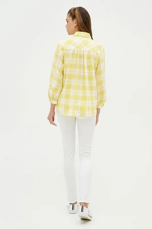 Рубашка из вискозы в клетку свободная - G082SZ0040RC_ALBA_R Сорочка жен. (VR168, 36)