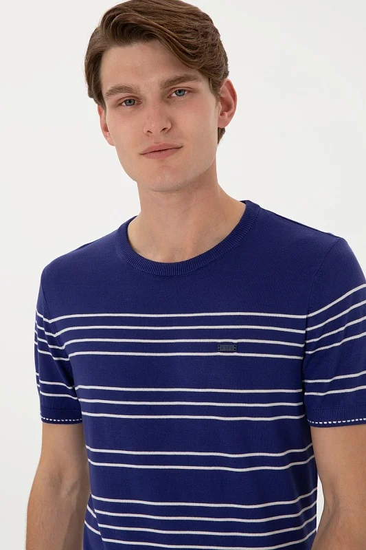 Футболка из смесовой вискозы в полоску - G081SZ0TK0MAKSIM Кофта муж. (VR059, XL)