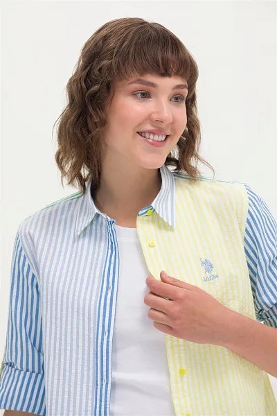 Рубашка из жатой ткани приталенная - G082SZ0040BARES Сорочка жен. (VR168, 32)