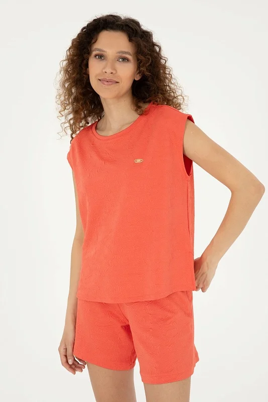 Футболка из фактурной ткани с узором - G082SZ0110PEST Футболка жен. (VR039, XS)