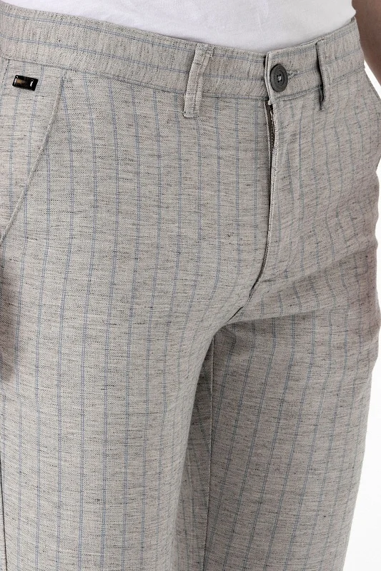 Брюки в полоску с добавлением льна зауженные - G081SZ0780ADOR_P Брюки муж. (VR001, 29, 34)