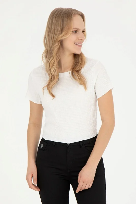 Футболка укороченная из жатой ткани - G082SZ0110PETU Футболка жен. (VR013, XL)