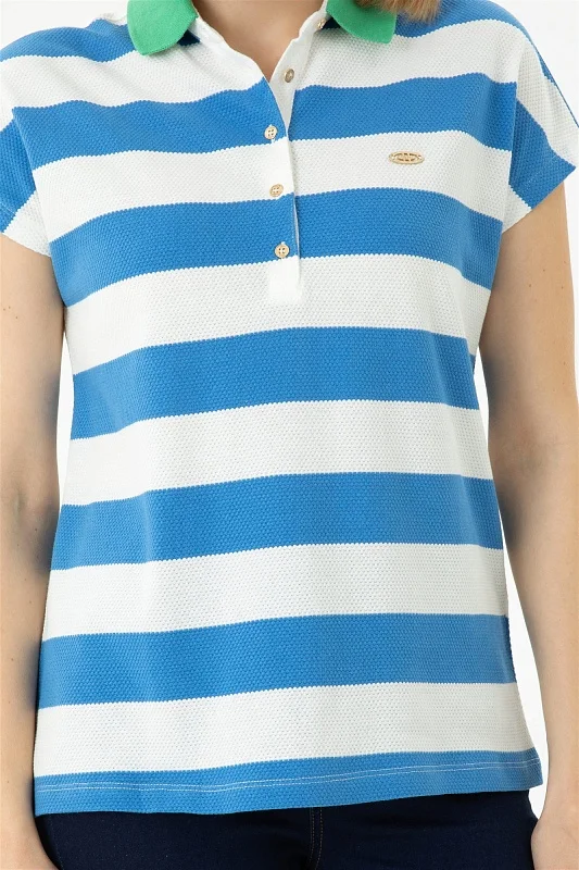 Футболка-поло в полоску оверсайз - G082SZ0110MIKOS Футболка жен. (VR045, XS)