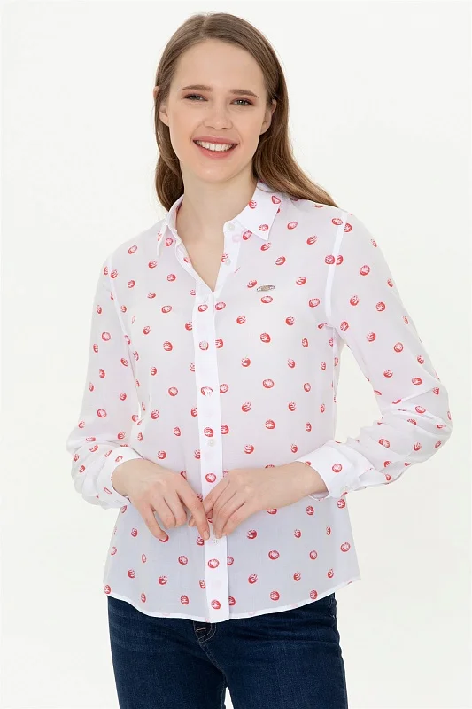 Рубашка из вискозы с узором приталенная - G082SZ0040LEAFSO Сорочка жен. (VR213, 36)