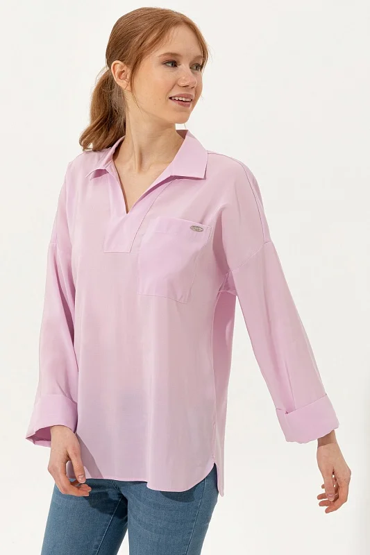 Блузка с отложным воротником из модала свободная - G082SZ0040BEYCO Сорочка жен. (VR211, 32)